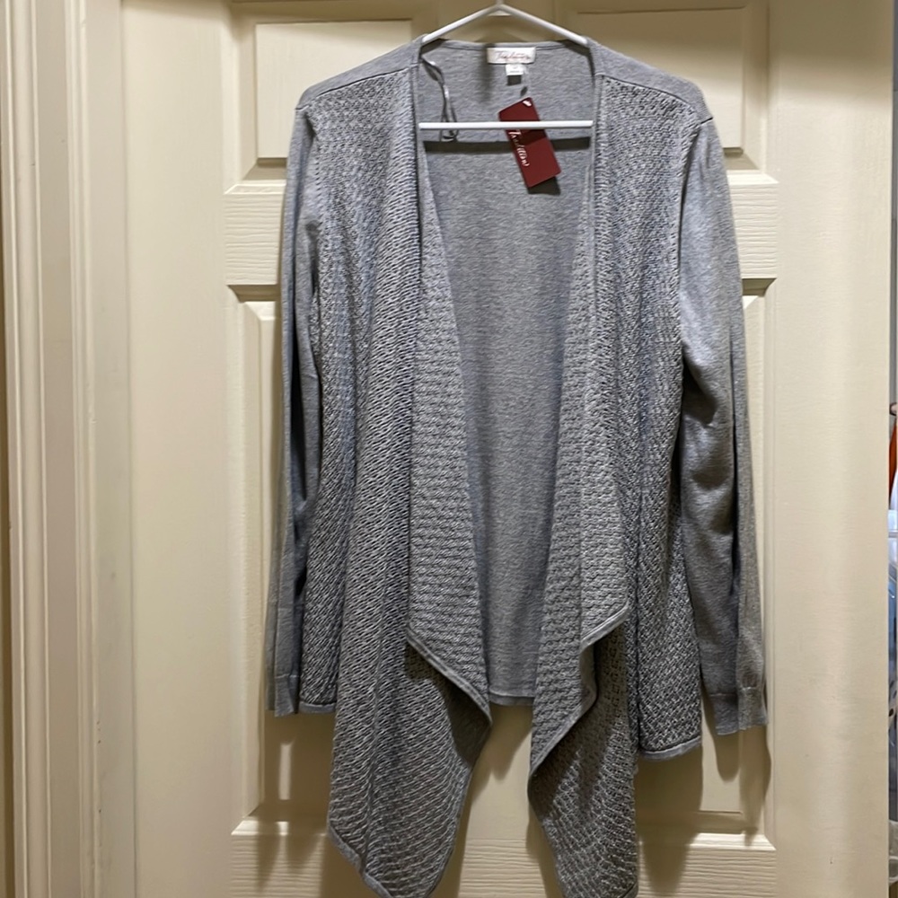 Tradition gray cardigan (sz m 10-12)